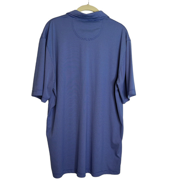 Greg Norman Play Dry Mens Polo Shirt Large Blue White Pinstriped Short Sleeve - Picture 3 of 6
